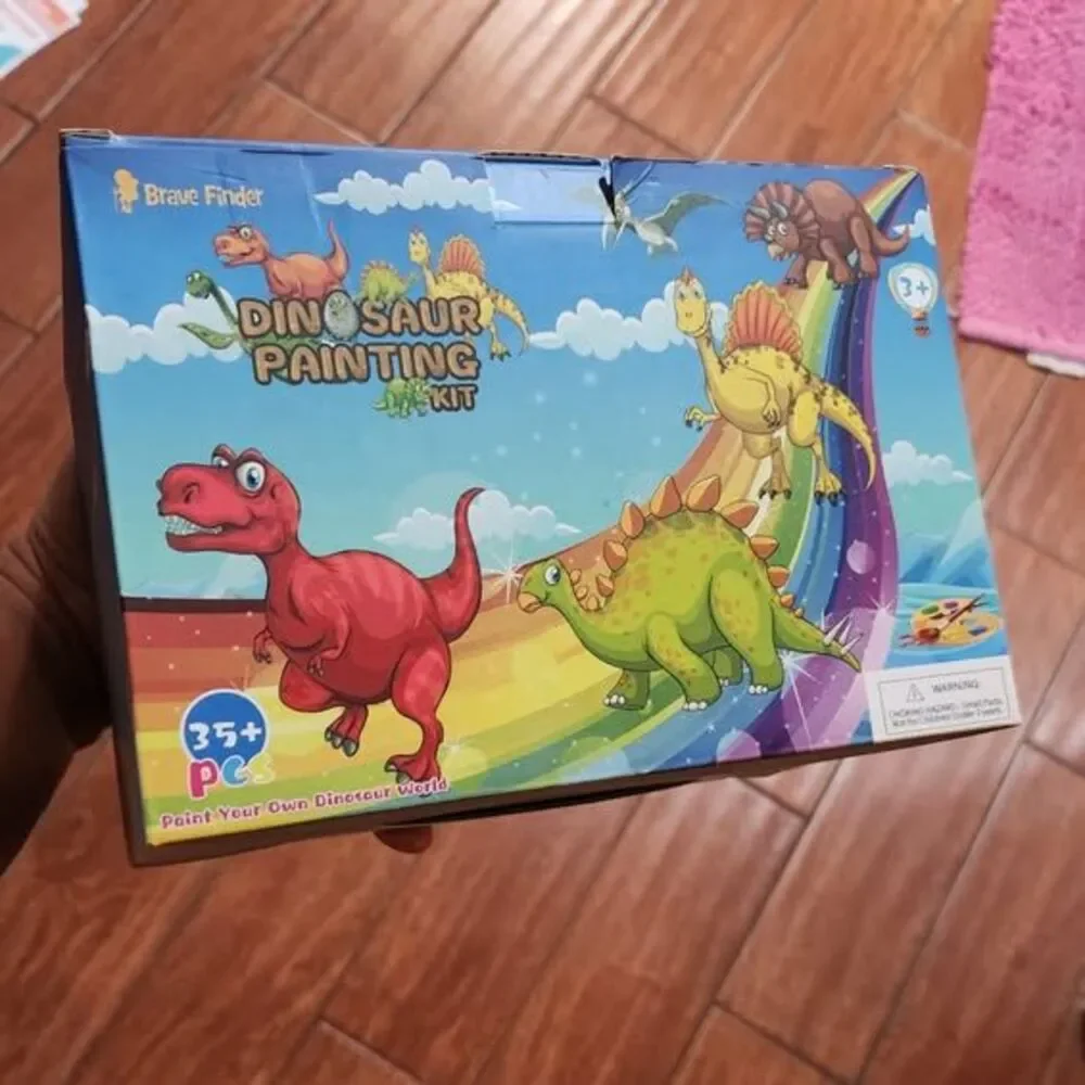 Dinosaur Painting Kit for Kids w/ Dino Trivia-Dinosaur Crafts for Kids T-Rex Set